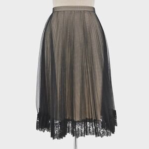 CHRISTOPHER KANE Skirt Womens Size 2 Tulle Pleated Lace Black Retro‎ Coquette